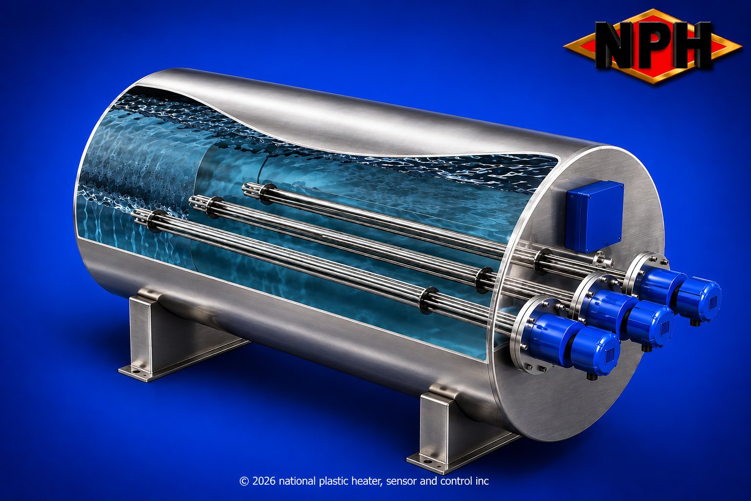Tank Immersed Industrial Flanged Immersion Heaters & Control Box